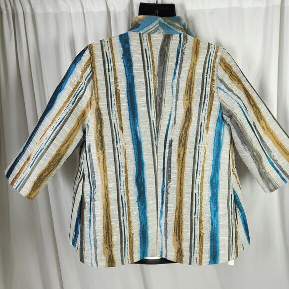 IC by Connie K Womens Large Tapestry Open Front Blazer Coat Jacket Made In USA - Picture 2 of 7